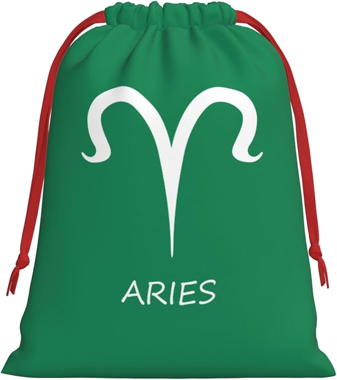 NUSDB Aries Sign Christmas Gift Bags, Santa Wrapping Bags, Xmas Presents Bag With Drawstring, Holiday Party Favors Birthday & Christmas Gift (Large Medium Small) - Aries Canvas for men