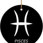 Pisces Sign Christmas Ornaments, Round Ceramic Porcelain Ornaments for Xmas Christmas Tree Decor, Home Ornament Office Decoration Xmas Souvenirs - Pisces Home Decor for men