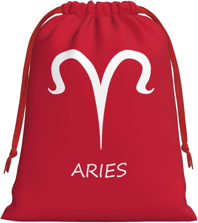 NUSDB Aries Sign Christmas Gift Bags, Santa Wrapping Bags, Xmas Presents Bag With Drawstring, Holiday Party Favors Birthday & Christmas Gift (Large Medium Small) - Aries Canvas for men