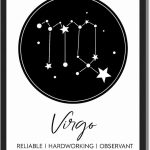 Framed Virgo Constellation Poster Canvas Print Art Minimalist Aesthetic Wall Art, Painting, Pictures, Wall Decor Trendy Art Print Decoration for Living Room Home Decor (Blank Framed,8L X12W) - Virgo Poster for men