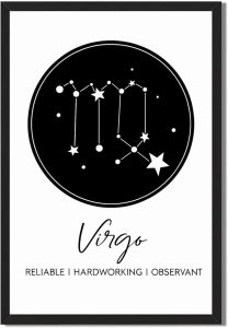 Framed Virgo Constellation Poster Canvas Print Art Minimalist Aesthetic Wall Art, Painting, Pictures, Wall Decor Trendy Art Print Decoration for Living Room Home Decor (Blank Framed,8L X12W) - Virgo Poster for men