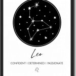 Framed Leo Zodiac Sign Poster Canvas Print Art Minimalist Aesthetic Painting Pictures, Trendy Wall Art for Bedroom Decoration, Wall Decor, Art Print for Dorm Room (Blank Framed,8L X12W) - Leo Canvas for men