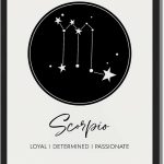 Framed Scorpio Zodiac Sign Poster Canvas Print Art, Minimalist Aesthetic Wall Art Painting, Trendy Wall Decor for Living Room, Home Decor, Pictures, Dorm Room, Art Print. (Blank Framed,8L X12W) - Scorpio Canvas for men