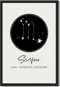Framed Scorpio Zodiac Sign Poster Canvas Print Art, Minimalist Aesthetic Wall Art Painting, Trendy Wall Decor for Living Room, Home Decor, Pictures, Dorm Room, Art Print. (Blank Framed,8L X12W) - Scorpio Canvas for men