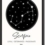 Framed Scorpio Constellation Poster Canvas Print Art, Minimalist Aesthetic Wall Art, Painting, Wall Decor, Trendy Zodiac Art Print for Dorm Room, Living Room Decoration. (Blank Framed,8L X12W) - Scorpio Canvas for men