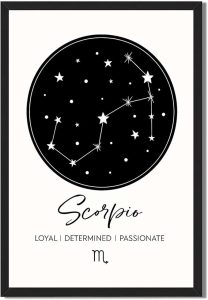 Framed Scorpio Constellation Poster Canvas Print Art, Minimalist Aesthetic Wall Art, Painting, Wall Decor, Trendy Zodiac Art Print for Dorm Room, Living Room Decoration. (Blank Framed,8L X12W) - Scorpio Canvas for men
