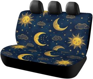 Luxury Car Seat Cushion Cover Compatible with 90% Vehicles Car Accessories for All Seasons - Nonslip Sun Moon Boho Astrology Vehicle Seat Protectors, Car Seat Accessories - Aquarius Car Seat Cover for men