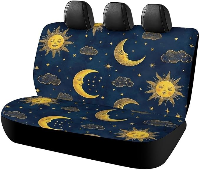 Luxury Car Seat Cushion Cover Compatible with 90% Vehicles Car Accessories for All Seasons - Nonslip Sun Moon Boho Astrology Vehicle Seat Protectors, Car Seat Accessories - Aquarius Car Seat Cover for men
