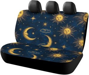 Fashionable Car Seat Cushion Cover Compatible with 90% Vehicles Car Accessories for All Seasons - Waterproof Sun Moon Boho Astrology Seat Pad Protectors, No Tools Needed - Aquarius Car Seat Cover for men