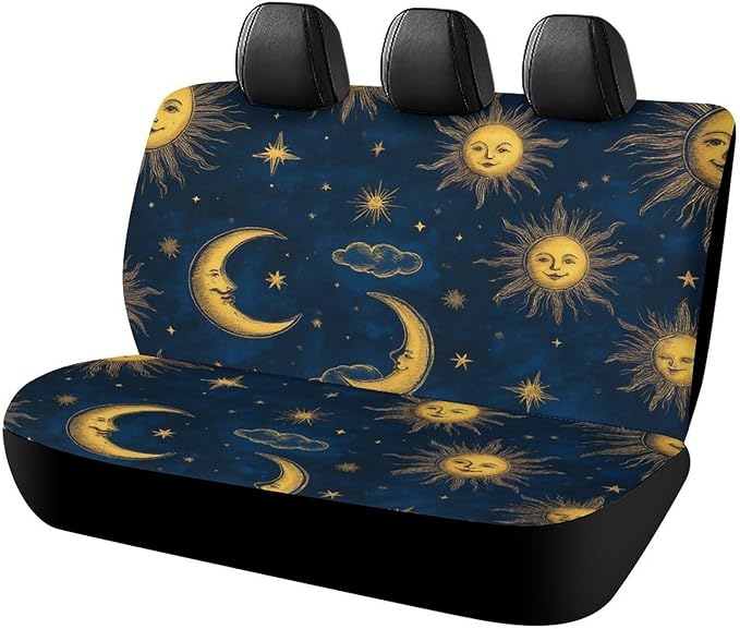 Fashionable Car Seat Cushion Cover Compatible with 90% Vehicles Car Accessories for All Seasons - Waterproof Sun Moon Boho Astrology Seat Pad Protectors, No Tools Needed - Aquarius Car Seat Cover for men