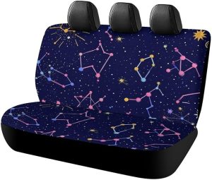 Premium Quality Space Galaxy Zodiac Star Constellation Print Back Car Seat Covers Universal Fit Cars Trucks & SUVs - Wear & Tear Resistance Seat Cushion Pad Mat Covers, No Tools Needed - Aquarius Car Seat Cover for men