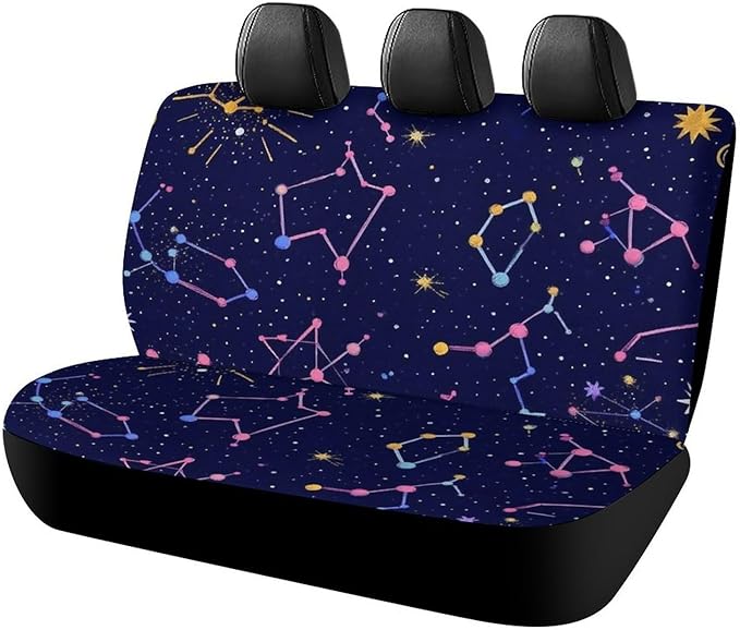 Premium Quality Space Galaxy Zodiac Star Constellation Print Back Car Seat Covers Universal Fit Cars Trucks & SUVs - Wear & Tear Resistance Seat Cushion Pad Mat Covers, No Tools Needed - Aquarius Car Seat Cover for men