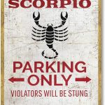 Vintage Framed Scorpio Parking Only Canvas Print Oil Paintings Reproduction World Classics Retro Poster Wall Decor Funny Zodiac Sign Wall Art for Garage Office Bar Decoration (Wood Framed,12L x 16W) - Scorpio Canvas for men