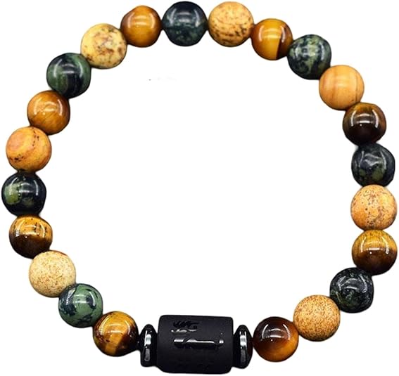 12 Zodiac Constellation Signs Bracelets for Men Women Tiger Eye Beads Bracelet Virgo Charm Couple Jewelry (Metal Color: 4 Aries, Main Stone Color: 8 mm Beads, Length: 23cm(9.06inch)) - Aries Bracelet for men