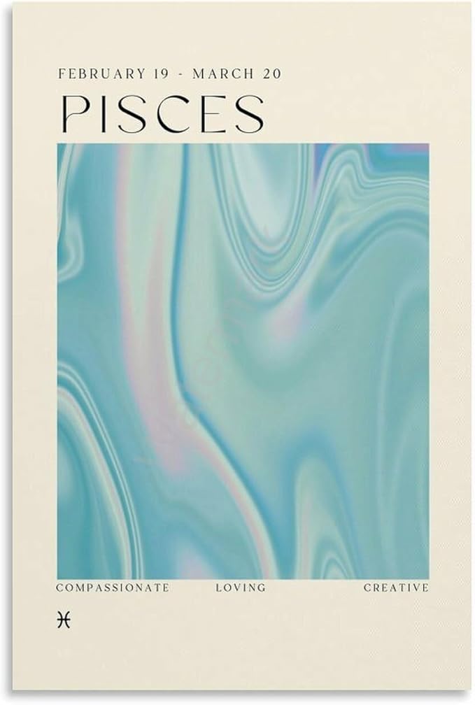 Pisces Aura Astrology Zodiac Wall Art Poster Canvas Painting Wall Art Poster for Bedroom Living Room Decor 12x18inch(30x45cm) - Pisces Canvas for men