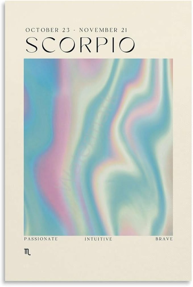 Scorpio Aura Astrology Zodiac Wall Art Poster Canvas Painting Wall Art Poster for Bedroom Living Room Decor 08x12inch(20x30cm) - Scorpio Canvas for men
