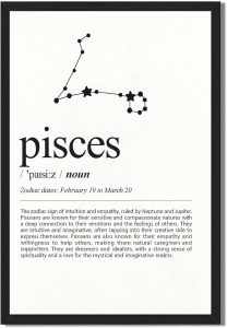 Framed Pisces Zodiac Poster Canvas Print Art, Minimalist Aesthetic Wall Art, Cute Painting, Trendy Pictures, Wall Decoration, Art Print for Bedroom, Dorm Room Home Decor (Blank Framed,12L X16W) - Pisces Canvas for men