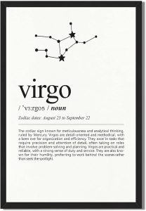 Framed Virgo Zodiac Constellation Poster Canvas Print Art, Minimalist Aesthetic Pictures, Trendy Wall Art Painting,Home Decor Wall Decoration, Office, Dorm Room Art Print (Blank Framed,12L X16W) - Virgo Poster for men