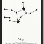 Framed Virgo Constellation Poster Canvas Print Art, Modern Wall Art Painting, Trendy Pictures, Minimalist Aesthetic Wall Decor, Home Decor, Living Room, Dorm Room (Blank Framed,8L X12W) - Virgo Poster for men