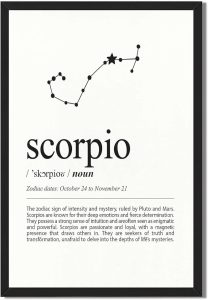 Framed Scorpio Zodiac Poster Canvas Print Art, Minimalist Aesthetic Wall Art, Pictures, Elegant Painting for Dorm Room, Office Decoration, Trendy Home Decor (Blank Framed,12L X16W) - Scorpio Canvas for men