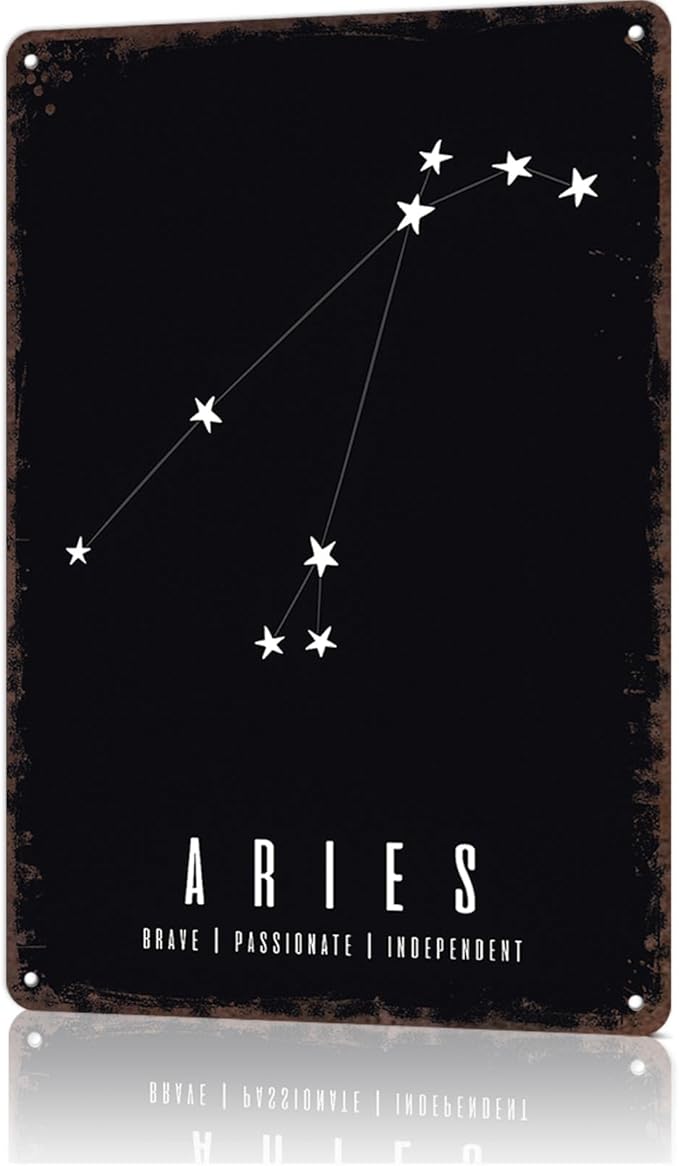 Funny Vintage Metal Sign Gift For Aries Posters Wall Art Print for Office Dorm Man Cave Garage Decor 8X12inch - Aries Poster for men