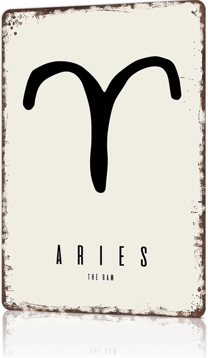 Funny Vintage Metal Sign Aries Wall Art Posters Wall Art Print for Office Dorm Man Cave Garage Decor 8X12inch - Aries Poster for men