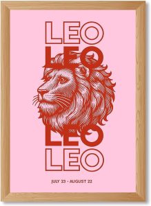 Framed Leo Zodiac Sign Canvas Print Art Modern Wall Art Painting,Cute Pictures for Bedroom, Home Decor,Decoration Dorm Room, Trendy Wall Decor Art Print for Wall Decoration. (Wood Framed,12L X16W) - Leo Canvas for men