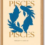 Framed Pisces Zodiac Sign Canvas Print Art, Modern Wall Art Painting, Cute Fish Pictures,Trendy Home Decor, Decoration for Living Room, Bedroom Wall Decor Art Print (Wood Framed,8L X12W) - Pisces Canvas for men