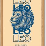 Framed Leo Zodiac Sign Canvas Print Art, Modern Wall Art, Elegant Painting Pictures, Leo Poster Wall Decor, Home Decor for Living Room, Trendy Art Print Decoration Apartment (Wood Framed,8L X12W) - Leo Canvas for men