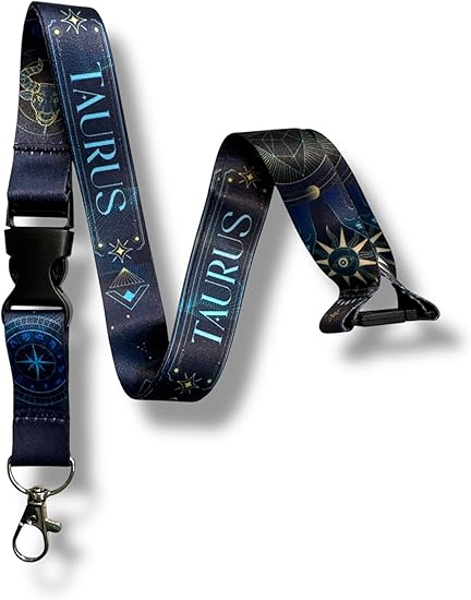PAC Supplies Global Zodiac Sign Lanyard with Astrological Star Pattern, Celestial Design - Taurus for men
