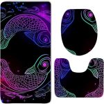 Bathroom Rugs Sets Absorbent 3 Piece Memory Foam Bath Rugs Constellation Zodiac Sign Pisces, Non-Slip, Dry Quickly, with U-Shaped Toilet Rug for Bathroom Floor, Tub and Shower - Pisces Home Decor for men