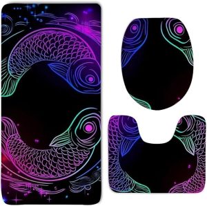 Bathroom Rugs Sets Absorbent 3 Piece Memory Foam Bath Rugs Constellation Zodiac Sign Pisces, Non-Slip, Dry Quickly, with U-Shaped Toilet Rug for Bathroom Floor, Tub and Shower - Pisces Home Decor for men