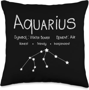 Vintage Aquarius Zodiac Sign - Astrology Horoscope Birthday Throw Pillow - Aquarius Pillow for men