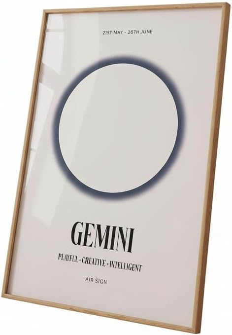 Retro Gemini Zodiac Art Print - Vintage Astrology Star Sign Wall Decor - Gemini Canvas for men