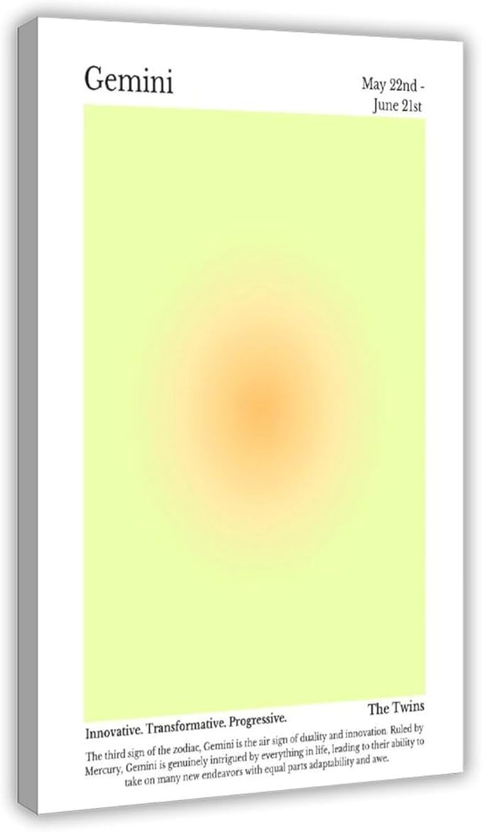 Gemini Aura Print Art Wall Decoration Poster Family Bar Restaurant Garage Cafe Art Sign Gift Frame 24x36inch - Gemini Canvas for men