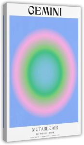 Gemini Gradient Art Wall Decoration Poster Family Bar Restaurant Garage Cafe Art Sign Gift Frame 16x24inch - Gemini Canvas for men