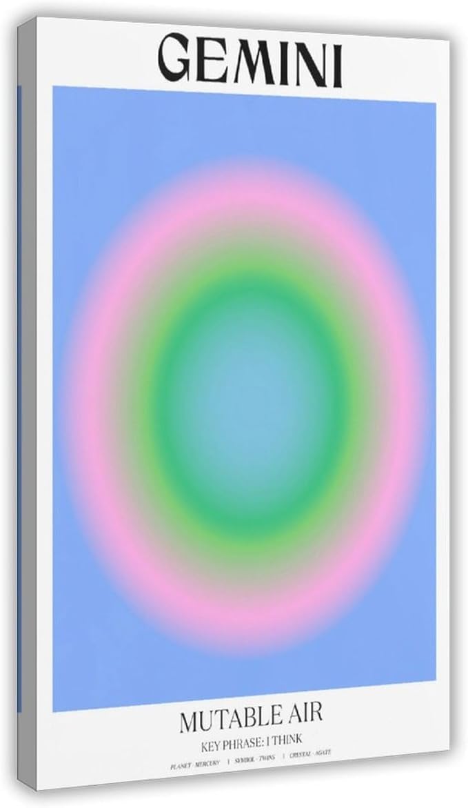 Gemini Gradient Art Wall Decoration Poster Family Bar Restaurant Garage Cafe Art Sign Gift Frame 16x24inch - Gemini Canvas for men
