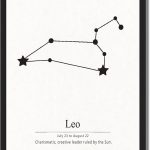 Framed Leo Zodiac Sign Poster Canvas Print Art Minimalist Aesthetic Wall Art Painting Pictures for Living Room Home Decor Wall Decoration Dorm Room Art Print (Black Framed,12L x16W) - Leo Canvas for men
