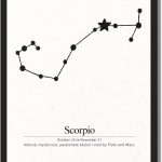 Framed Scorpio Zodiac Constellation Poster Canvas Print Art Minimalist Aesthetic Wall Art Trendy Painting Pictures for Living Room Home Decor Dorm Room Wall Decoration (Black Framed,12L x16W) - Scorpio Canvas for men