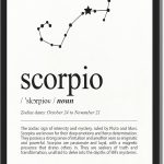 Framed Scorpio Zodiac Sign Poster Canvas Print Art Minimalist Aesthetic Wall Art Painting Trendy Art Print for Dorm Room Home Decor Wall Decoration Pictures (Black Framed,12L x16W) - Scorpio Canvas for men