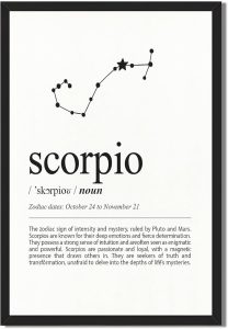 Framed Scorpio Zodiac Sign Poster Canvas Print Art Minimalist Aesthetic Wall Art Painting Trendy Art Print for Dorm Room Home Decor Wall Decoration Pictures (Black Framed,12L x16W) - Scorpio Canvas for men