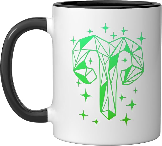 Aries Zodiac Sign Ceramic Mug, Black/White - Aries Mug for men