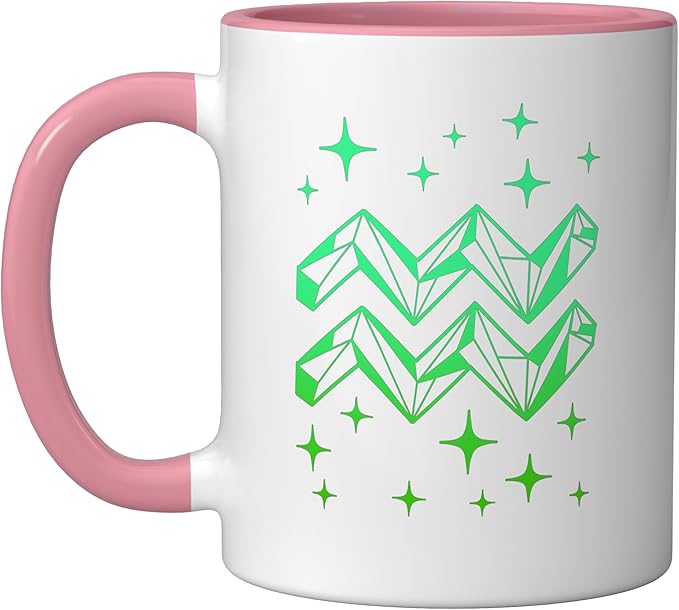 Aquarius Zodiac Sign Ceramic Mug, Pink/White - Aquarius Mug for men