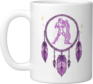 Aquarius Zodiac Sign Ceramic Mug, White - Aquarius Mug for men