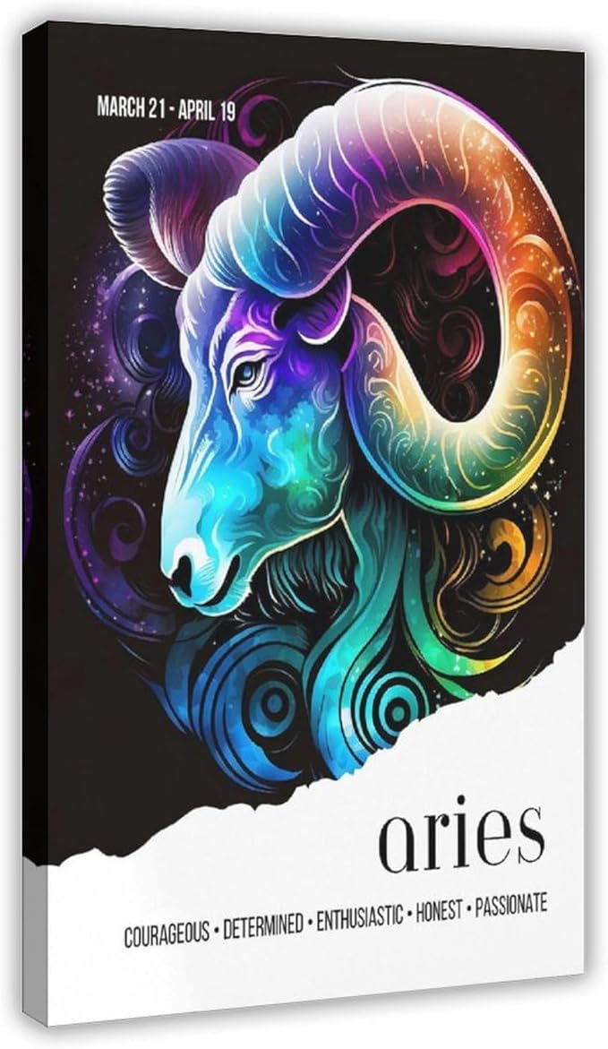 Aries zodiac sign print Poster for Room Aesthetics Canvas Wall Art Print Frame 20x30inch - Aries Poster for men