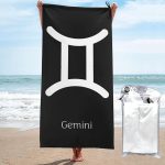 OUTMX Gemini Sign Beach Towel with Travel Bag 31.5"x63" Quick Dry Sand Free Lightweight Large Oversized Towels Light Vacation Essentials - Gemini Blanket for men