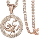 1 Pc Rose Gold Plated 12 Constellation Sign Pendant, Snake Chain Necklace, Zodiac Charm Jewelry Gift for Women and Men - Style Scorpio, Length 3mm X 20 Inch Snake Chain - Scorpio Accessories for men
