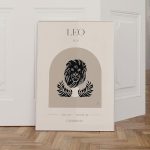 Leo Zodiac Sign Poster - Boho Astrology Wall Art | Lion Horoscope Print | Earth Tone Celestial Home Decor Gift - Leo Canvas for men
