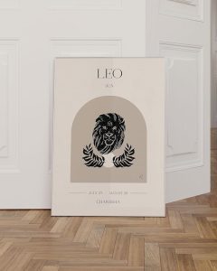 Leo Zodiac Sign Poster - Boho Astrology Wall Art | Lion Horoscope Print | Earth Tone Celestial Home Decor Gift - Leo Canvas for men