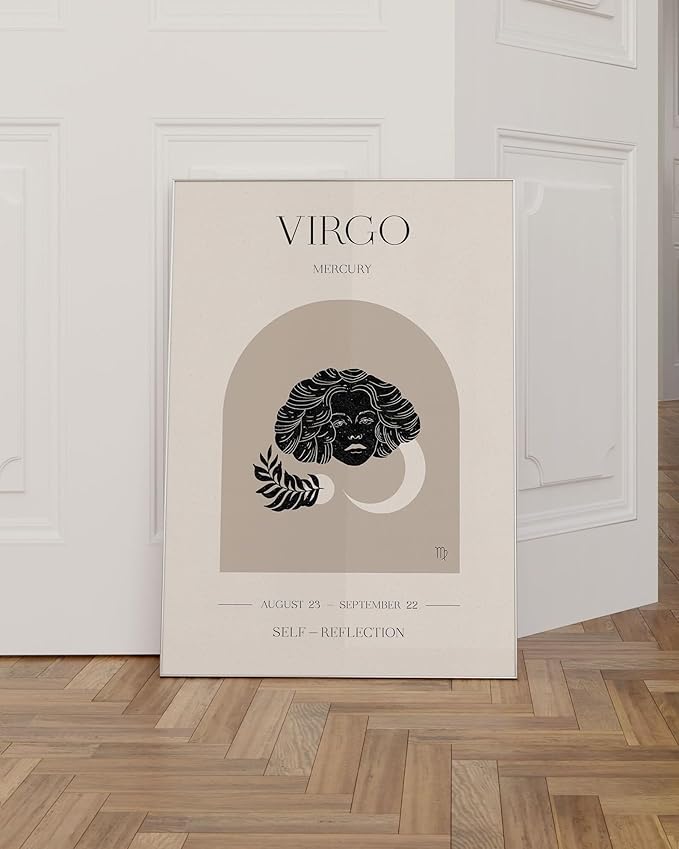 Virgo Zodiac Sign Poster — Boho Astrology Wall Art Print for Home & Gifts - Virgo Poster for men